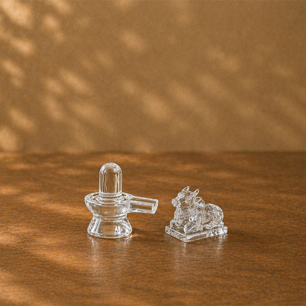 Sphatik Shivling + Sphatik Nandi